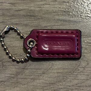 Mini Coach burgundy fuchsia ballchain tag keychain charm